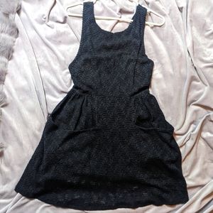 Free People Women's Black Lace Poppy Mini Dress Sleeveless Caged Back - Size S